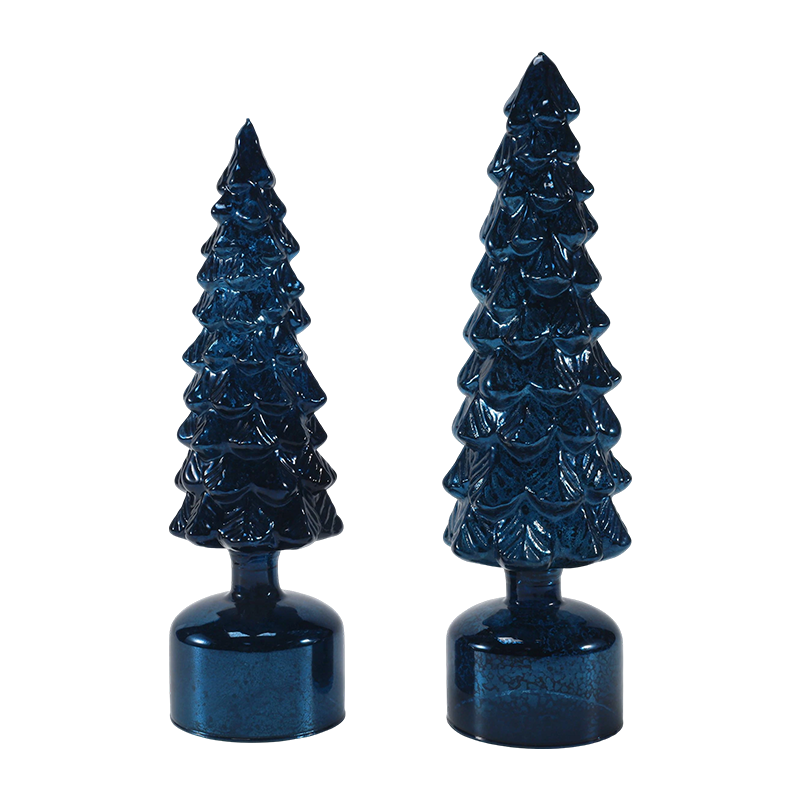 10×25 & 10×28 cm LED svítící otočný vánoční skleněný stromeček Slavnostní ozdoby