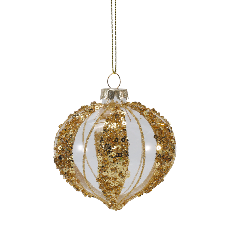 8 cm luxusní zlatá a stříbrná vánoční skleněná koule Ornament (jeden / sada 4 kusů)