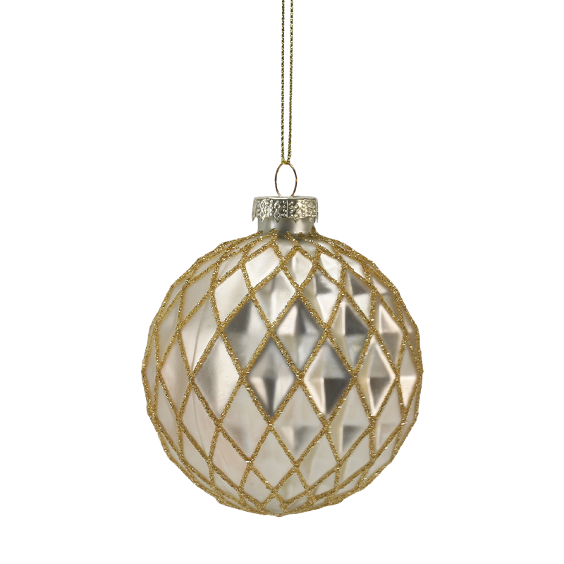 8cm luxusní zlatý a stříbrný vánoční skleněný ornament (jeden / sada 3)
