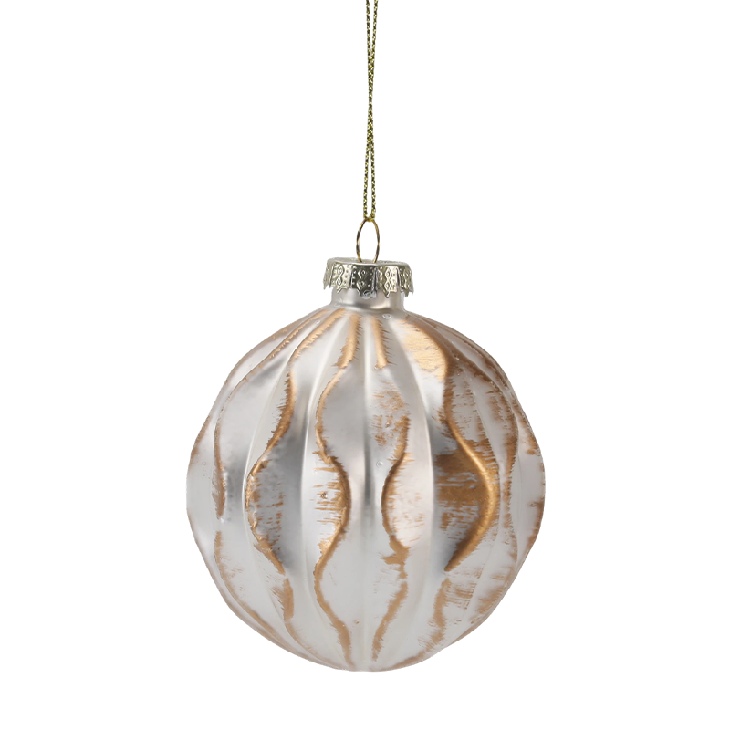 8cm luxusní zlatý a stříbrný vánoční skleněný ornament (jeden / sada 3)