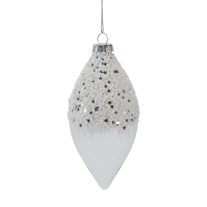 8cm Snowy Starry White & Silver Vánoční Skleněná koule Ornament (Jeden / Sada 3)