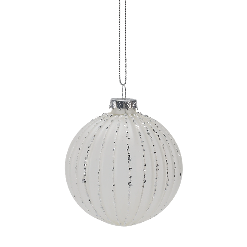 8cm Morandi Stripe Vánoční skleněná koule Ornament (jeden / sada 3)