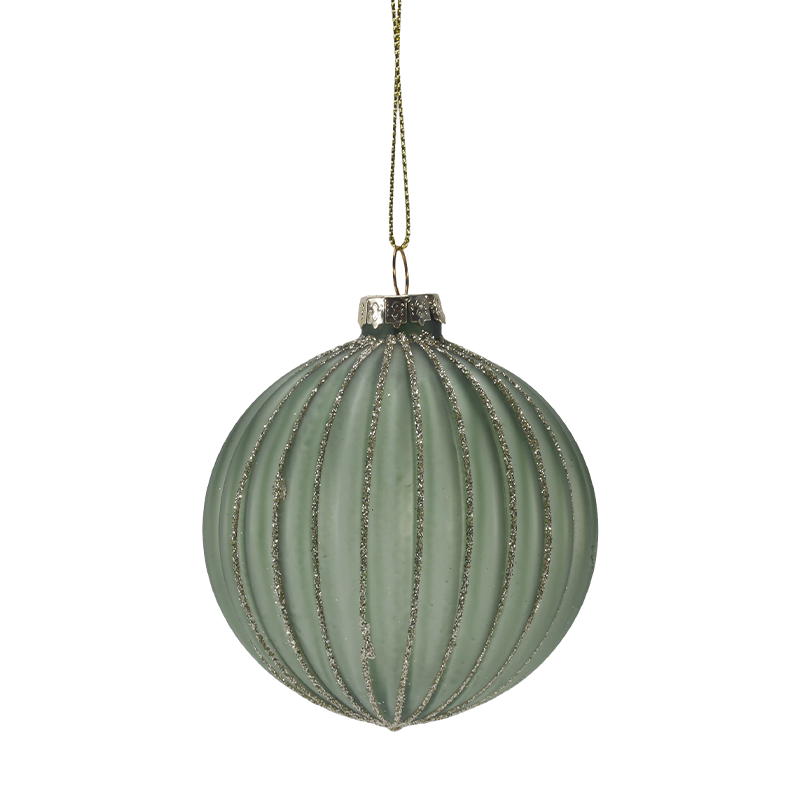 8cm Morandi Stripe Vánoční skleněná koule Ornament (jeden / sada 3)