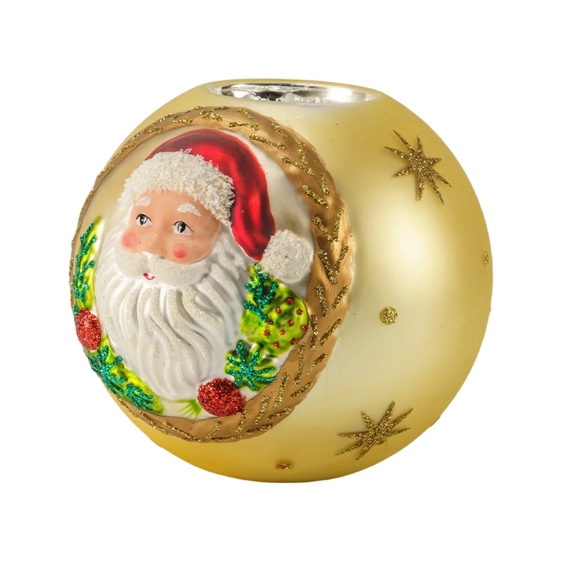 12*12Santa Claus embosovaný skleněný svícen