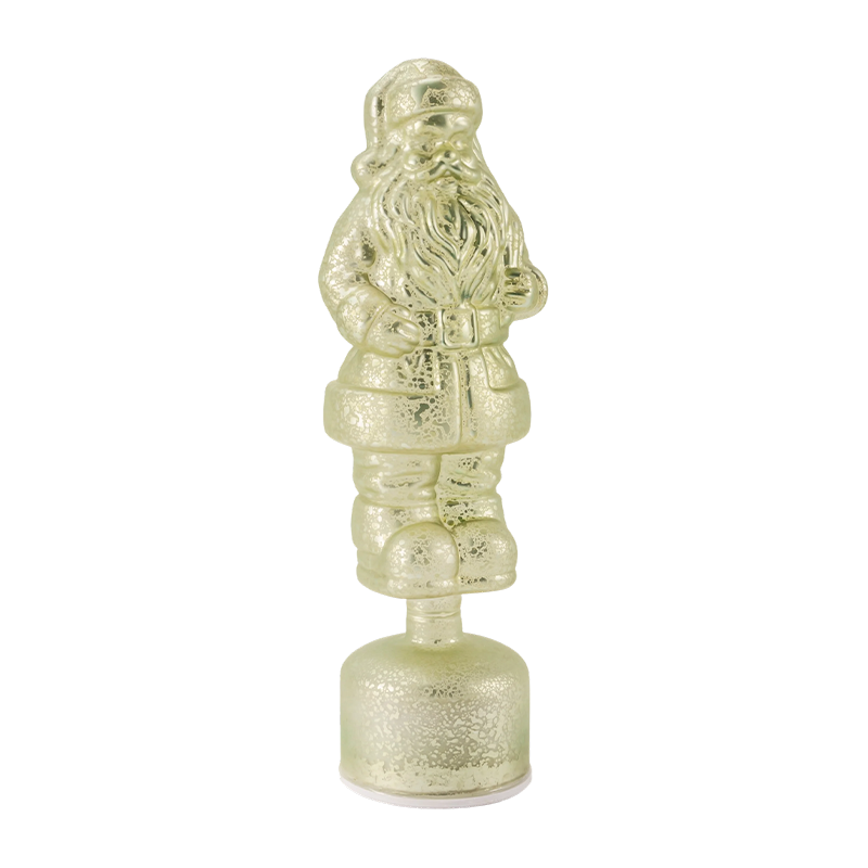 Vintage skleněná figurka Santa Clause Mercury (červená / stříbrná / světle zelená povrchová úprava)