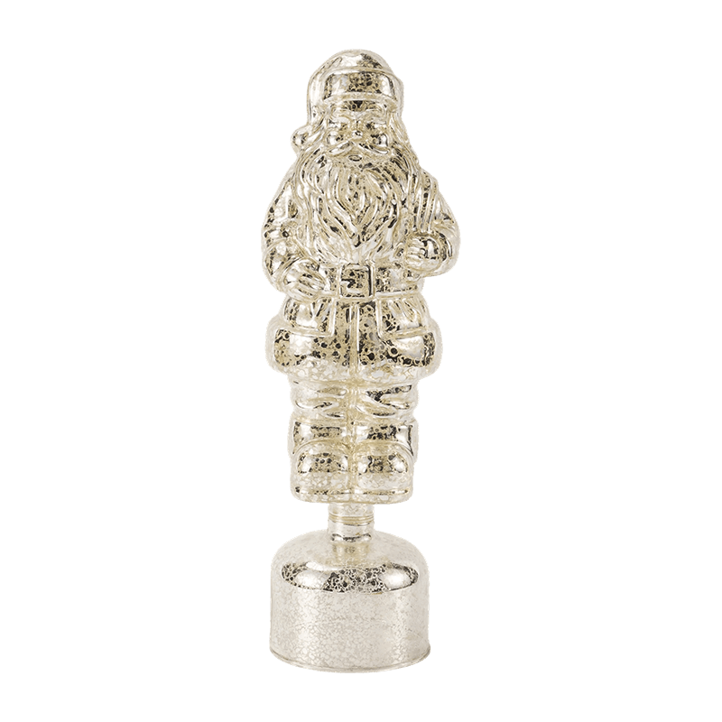 Vintage skleněná figurka Santa Clause Mercury (červená / stříbrná / světle zelená povrchová úprava)