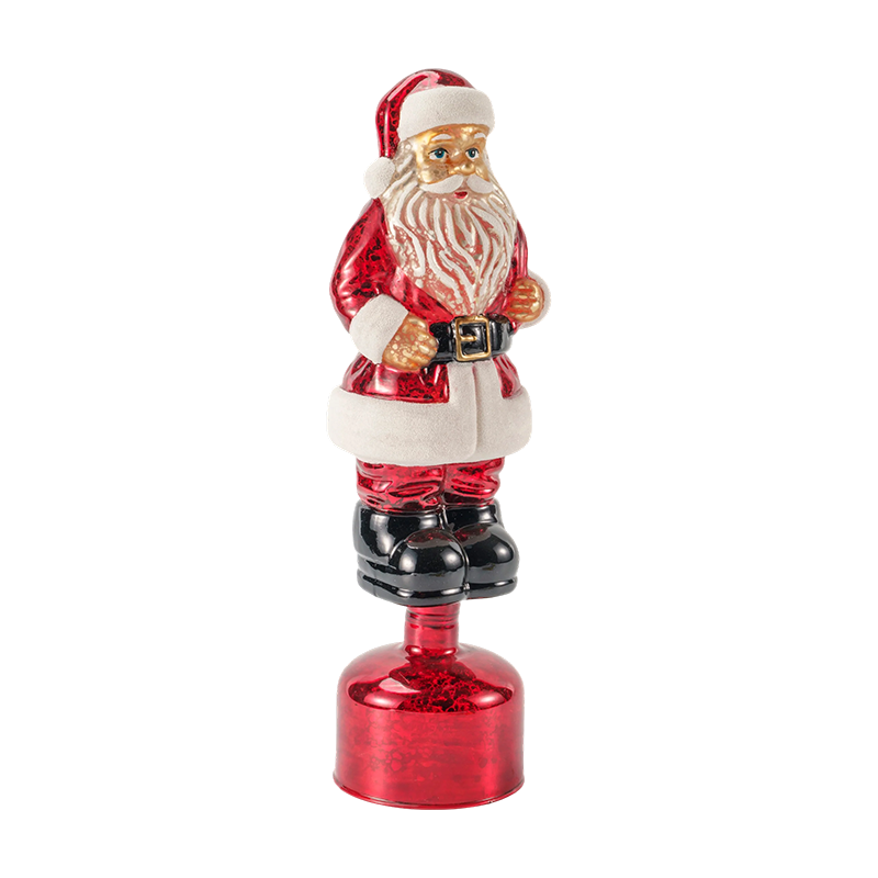 Vintage skleněná figurka Santa Clause Mercury (červená / stříbrná / světle zelená povrchová úprava)