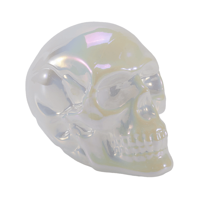 Iridescent Skull Decor / Sugar Skull Glass Ornament Set