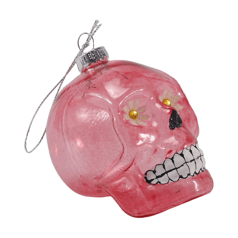 Iridescent Skull Decor / Sugar Skull Glass Ornament Set