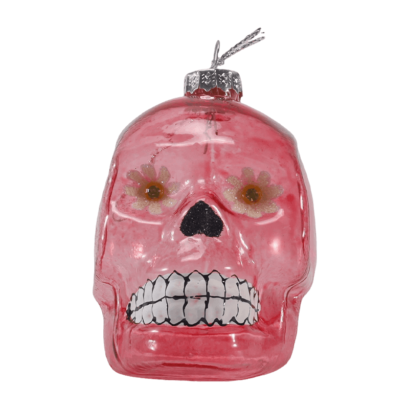 Iridescent Skull Decor / Sugar Skull Glass Ornament Set