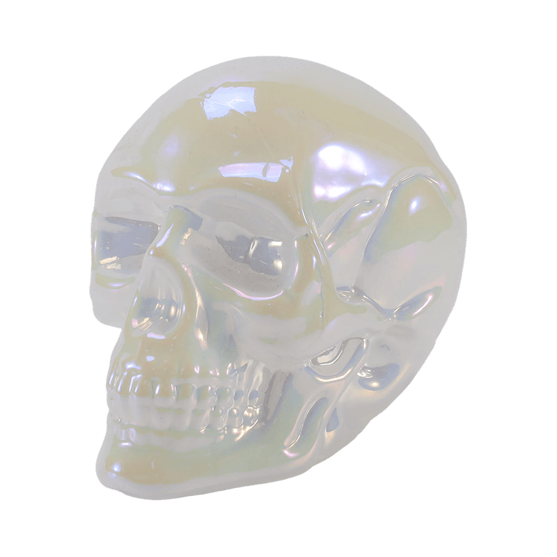 Iridescent Skull Decor / Sugar Skull Glass Ornament Set