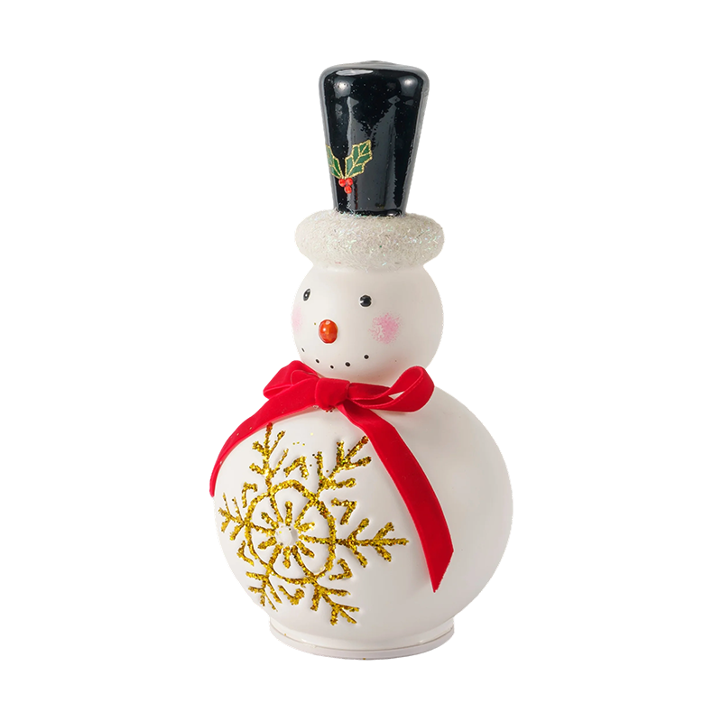 Slavnostní skleněná figurka sněhuláka (čirý / matný bílý povrch)