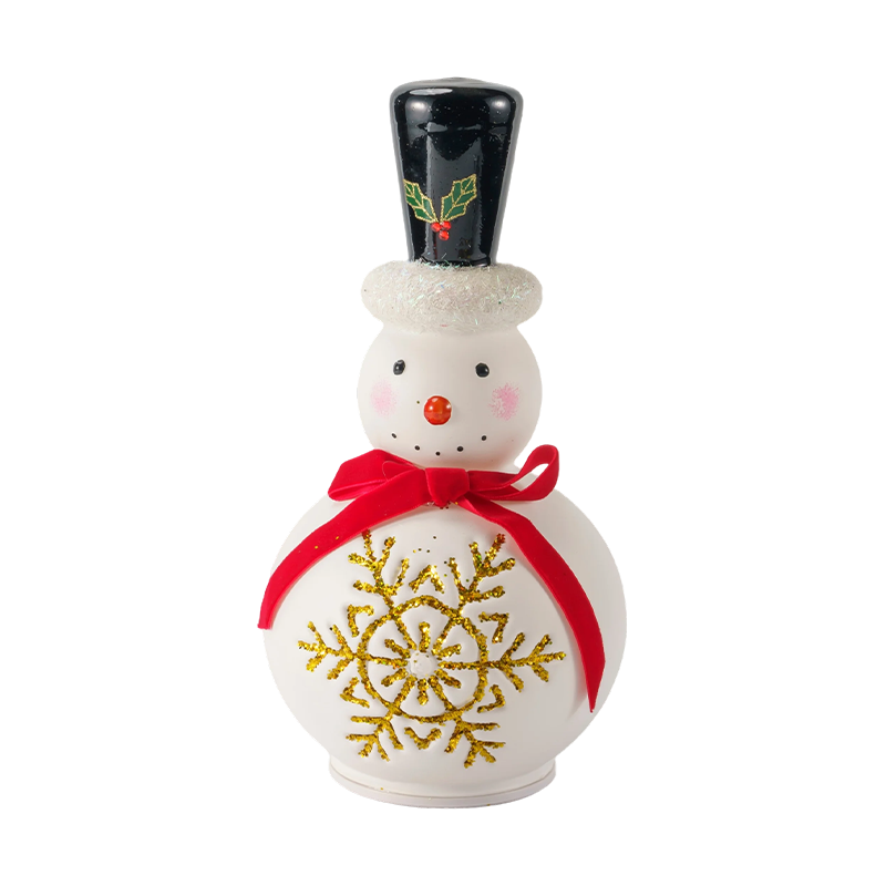 Slavnostní skleněná figurka sněhuláka (čirý / matný bílý povrch)