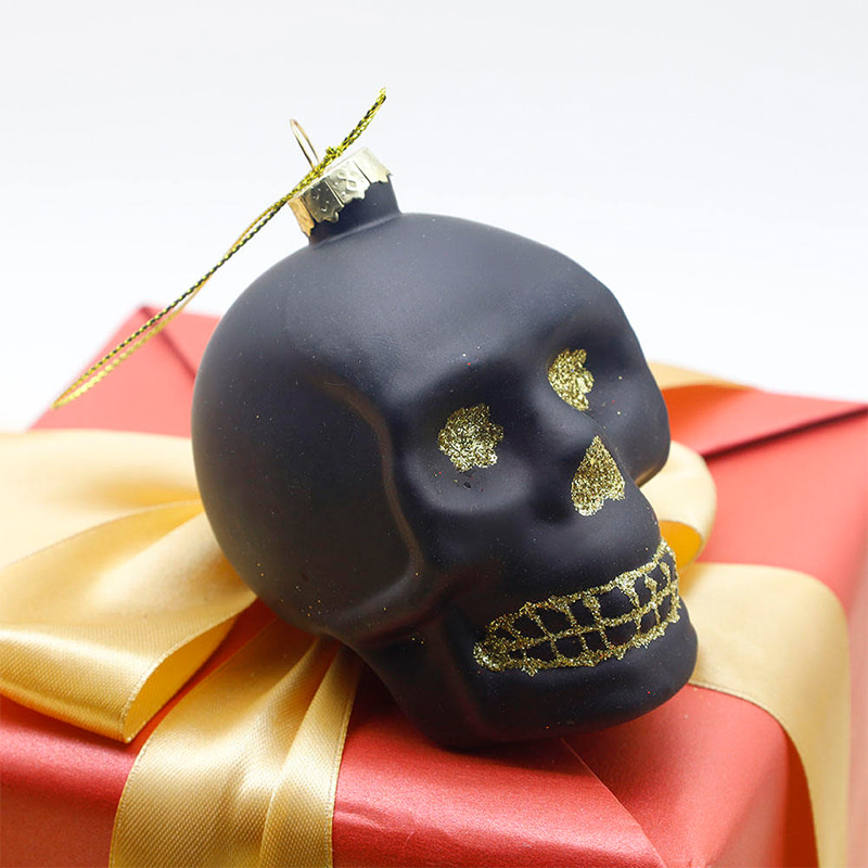 Sada halloweenských ozdobných skleněných lebek 8*9cm