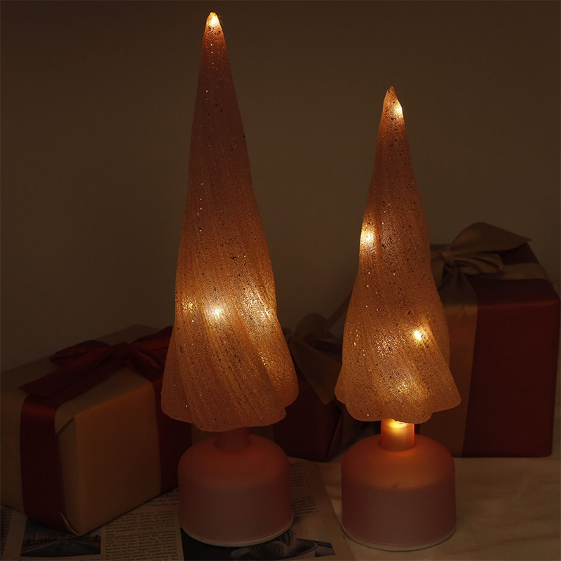 10×33 cm & 10×38 cm Velikosti Slavnostní otočný skleněný vánoční stromeček s LED světly