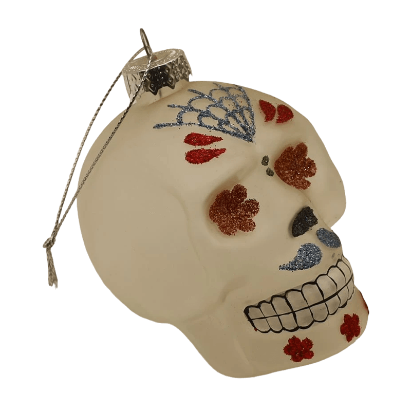 8 * 9 cm ručně malovaná sada halloweenských skleněných ozdob s lebkou