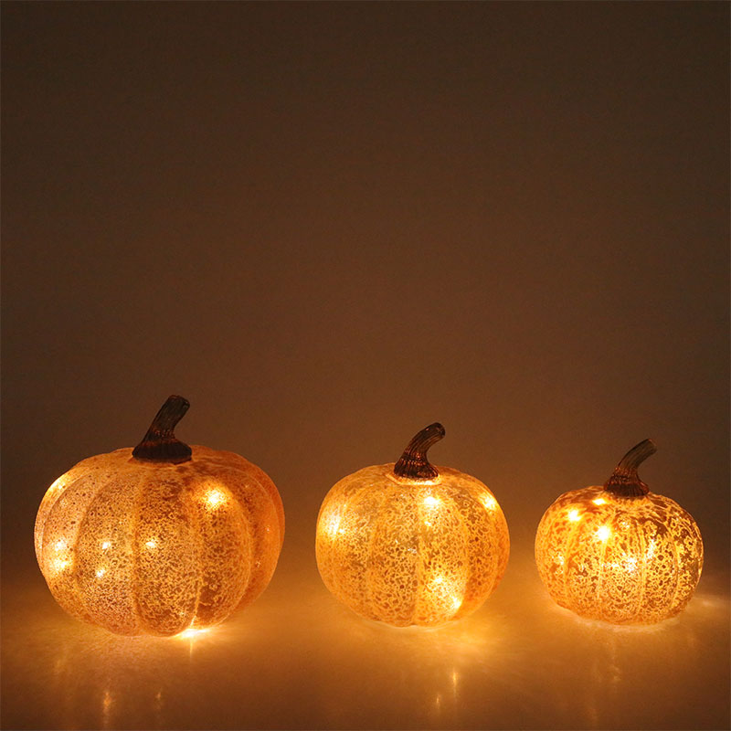 10 * 11,5 cm & 12 * 15 cm Halloween LED skleněná dýňová lampa Stolní ozdoba