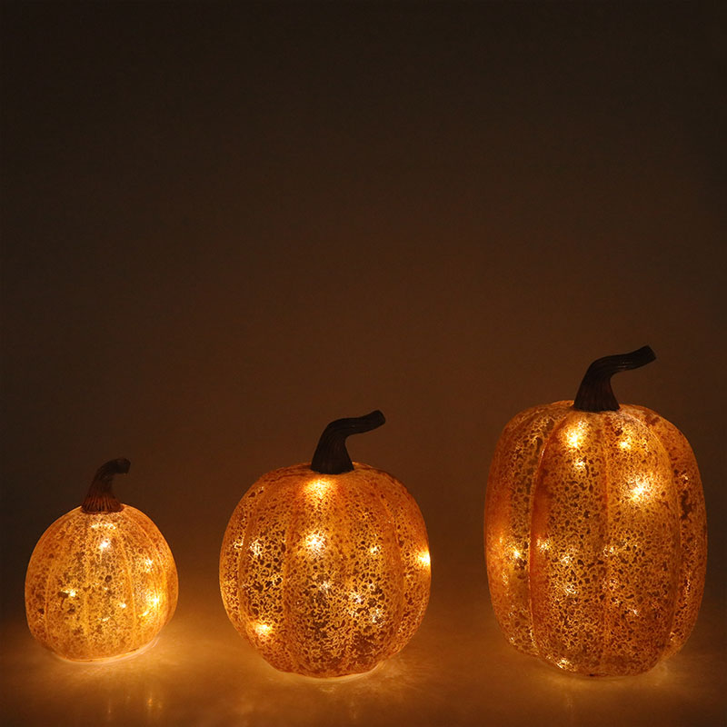 10 * 11,5 cm & 12 * 15 cm Halloween LED skleněná dýňová lampa Stolní ozdoba